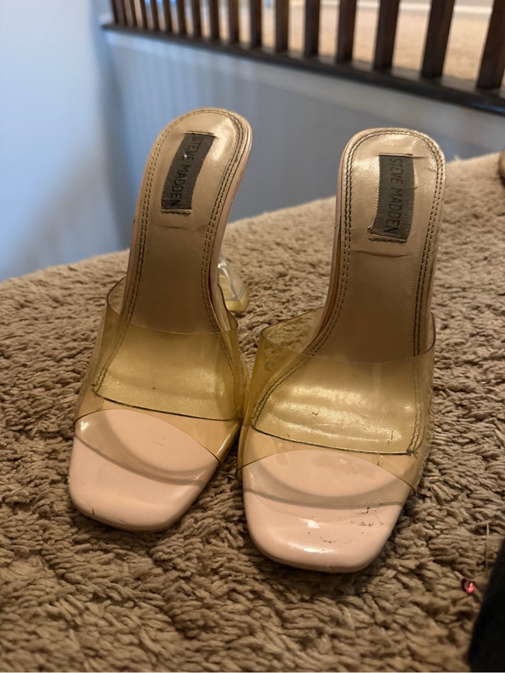 Steve Madden Clear Yellow-Tinted Mule with Pale Pink Footbed